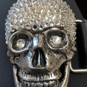 LEATHER ROCK SKULL AND CRYSTAL SIZE 34 BELT